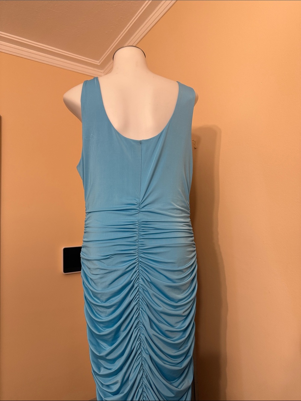 AKIRA XL Light Blue Ruched Maxi Dress - Picture 6 of 9